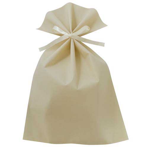 ソフトバッグベーシック2穴リボン巾着 S7 厚 ベージュ