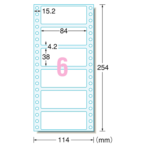 ｺﾝﾋﾟｭｰﾀﾌｫｰﾑﾗﾍﾞﾙ 4_1/2×10ｲﾝﾁ ｽﾀﾝﾀﾞｰﾄﾞ1列 6面 84×38mm 1箱(500折)画像
