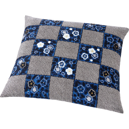 座布団ｶﾊﾞｰ 銘仙判 55×59cm 小夜花 紺 1ﾊﾟｯｸ(5枚)