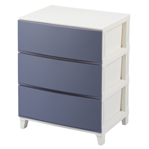 チェスト 3段 幅54×奥行42×高さ68cm ルームスシェード サンドネイビー画像