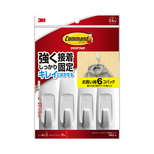 コマンドフックＬ　フック６個タブ（Ｌ）１２枚入画像