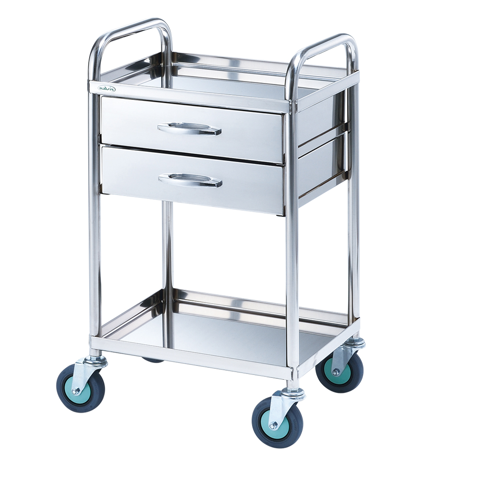 とっても静かな枠付き回診車(2段引出し) 2段 453×353×802