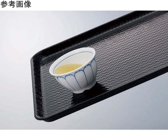39cm 網代盆 うるみ（NS） 50個入 艶のある黒い表面と網代模様が施されたバランス良く配置された皿の連なり