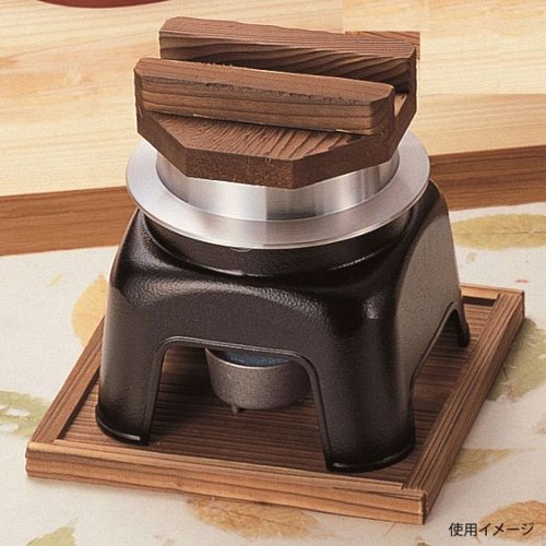 和食用品 M10-295 お釜かまどセット(中) 黒 木(蓋・敷板) マイン画像