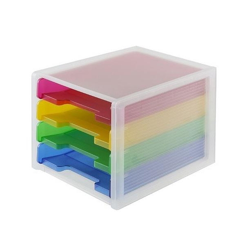 レターケース A4 4段 縦 ファイルトレー 引き出し プラスチック クリアファイル対応画像