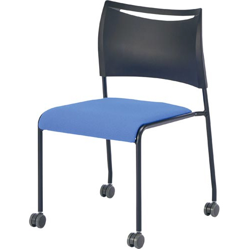 ＬＴＳキャスターチェア座布張ＢＫフレームＢＬ４脚画像