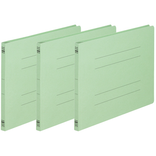 ﾌﾗｯﾄﾌｧｲﾙ(ﾉﾝｽﾃｰﾌﾟﾙ) A4ﾖｺ 150枚収容 背幅18mm 緑 1ﾊﾟｯｸ(3冊)画像