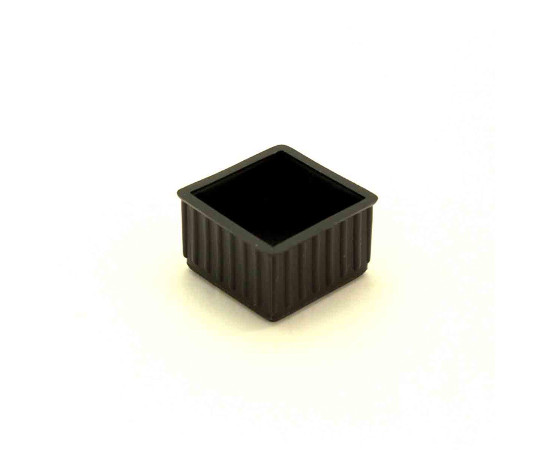 イスキャップ　角脚用　黒　対象脚サイズ36mm 黒い角脚用キャップが整然と並ぶ様子