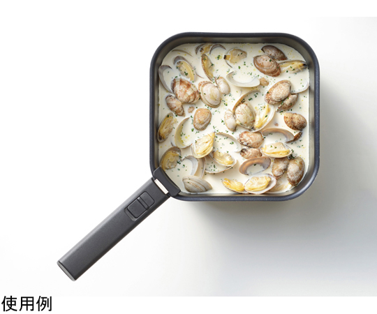 レクトメイト 角型着脱 18cm 透明な容器が上から見える状態、内部には異なる色の食材が入っている。