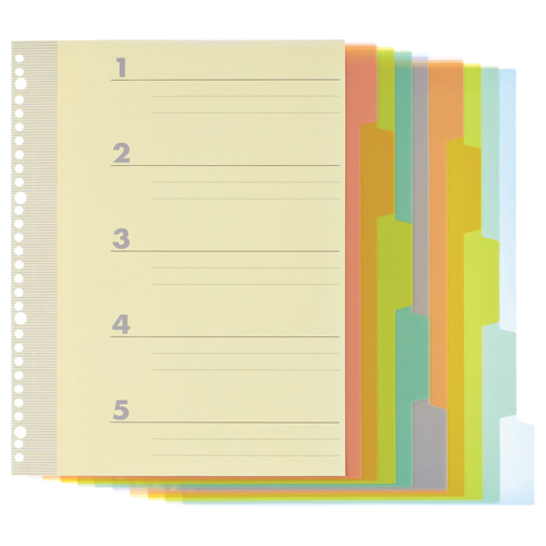 ｲﾝﾃﾞｯｸｽ(PP) A4ﾀﾃ 2･4･30穴 5山2組 1ｾｯﾄ(20ﾊﾟｯｸ)画像