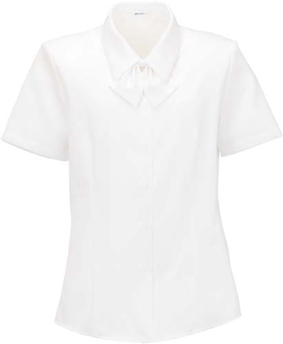 半袖ブラウス　共地リボン付　ホワイト　７号画像