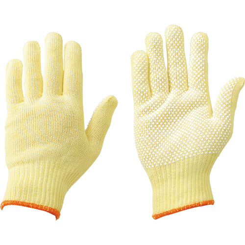 ｹﾌﾞﾗｰ編手袋 10G-P ﾌﾘｰ ｲｴﾛｰ/ｵﾚﾝｼﾞ 1双画像