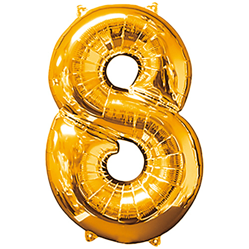 ﾚﾀｰﾊﾞﾙｰﾝ 数字 ｢8｣ ｺﾞｰﾙﾄﾞ 1個画像