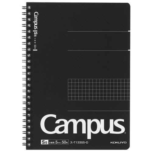 ｷｬﾝﾊﾟｽ ﾂｲﾝﾘﾝｸﾞﾉｰﾄ A5 5mm方眼罫(ｶｯﾄｵﾌ) 50枚 1冊画像