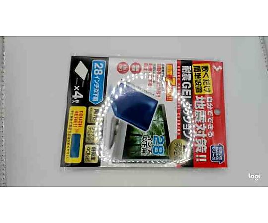 耐震 GELクッション 約5×30×40mm 4個入 パッケージの上面が見える状態で、透明な素材に並んだ4個のクッションが確認できる