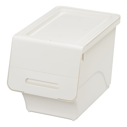 収納ボックス 前開き フロック 30 スリム 深型 幅29×奥行46×高さ31cm 4段階ストッパー ホワイト画像