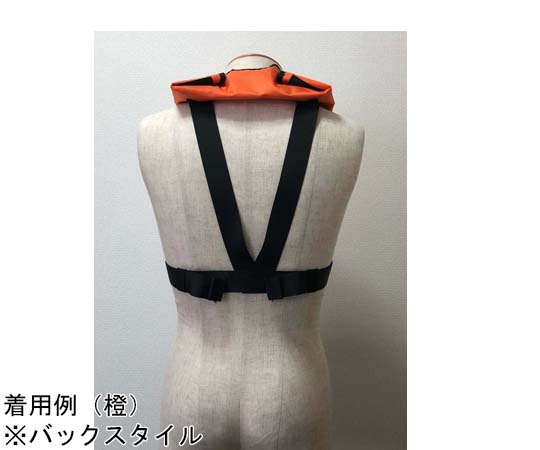 膨脹式救命胴衣 首かけ式 赤 鮮やかな赤色の首掛け式デザインが強調された状態