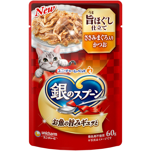 銀のｽﾌﾟｰﾝ ﾊﾟｳﾁ(ｳｪｯﾄ) 旨ほぐし ささみまぐろ入かつお60g 1ｾｯﾄ(16ﾊﾟｯｸ)画像