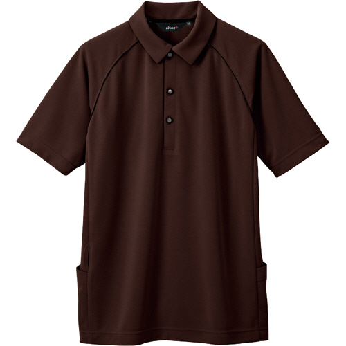 ﾊﾞｯｸｻｲﾄﾞﾎﾟｹｯﾄ付半袖ﾎﾟﾛｼｬﾂ(女性用) 二重編みﾆｯﾄ ﾌﾞﾗｳﾝ 7号 1着