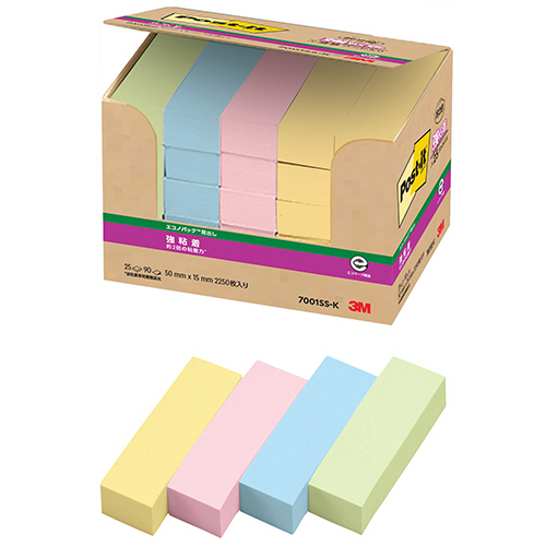 ﾎﾟｽﾄ･ｲｯﾄ ｴｺﾉﾊﾟｯｸ 強粘着見出し 50×15mm ﾊﾟｽﾃﾙｶﾗｰ混色 1ﾊﾟｯｸ(25冊)画像