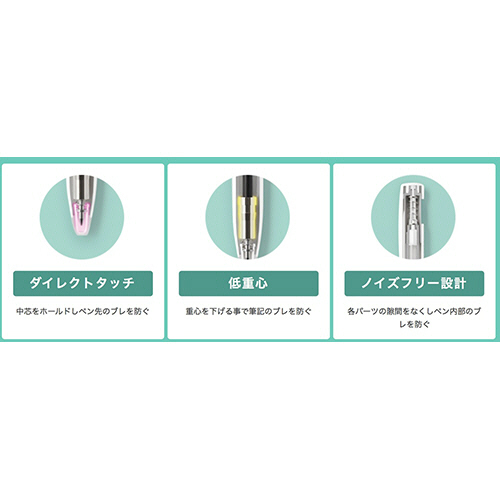 多機能ペン　ブレン2+S　0.7mm　(軸色:ブルーグリーン)　1本 青緑の軸を持つペンが立てかけられた状態