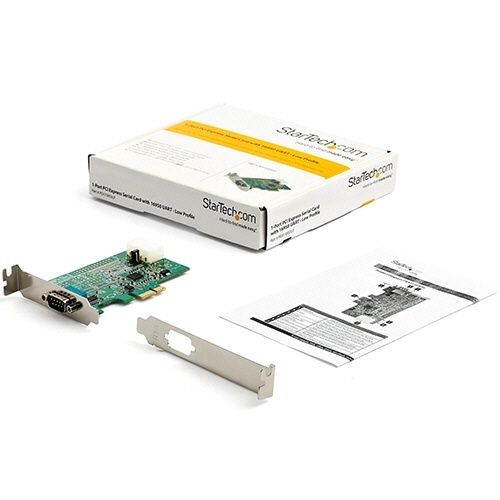 PCI　Express　シリアルアダプターカード　1ポート　1個 金属製の基板が正面を向いた状態で、接続端子とチップがはっきり見える