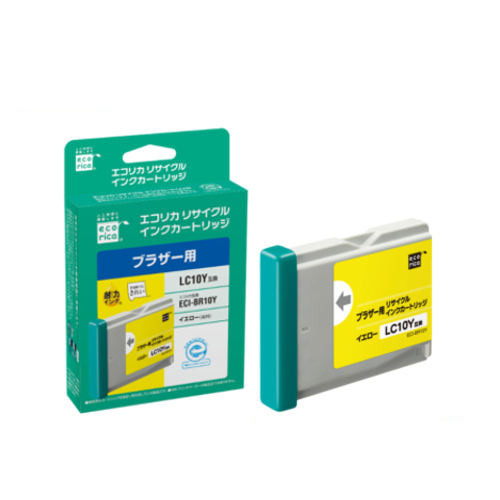 ﾘｻｲｸﾙｲﾝｸｶｰﾄﾘｯｼﾞ ｲｴﾛｰ(染料) [ﾌﾞﾗｻﾞｰ:LC10Y互換] ECI-BR10Y 1個画像