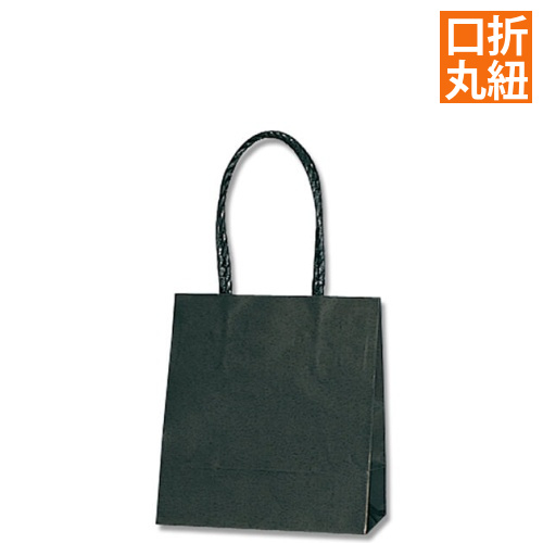 手提げ紙袋（黒・口折丸紐・幅150×マチ80×高さ165mm）画像