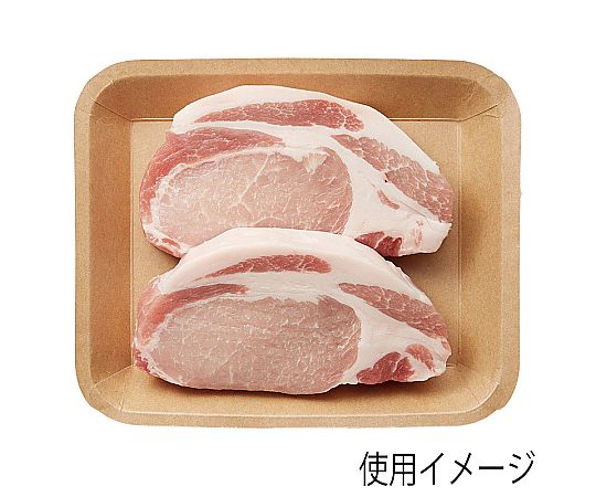 食品容器 クラフトフードトレー 18x25 50枚入 側面が平らで、茶色のクラフト紙製トレーが重なっている様子