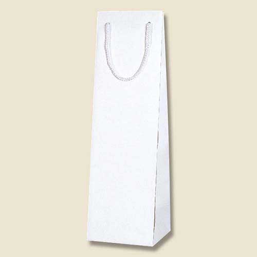 ワイン用手提げ紙袋（白 ストライプエンボス・ポリエステル紐・幅110×マチ100×高さ365mm）画像