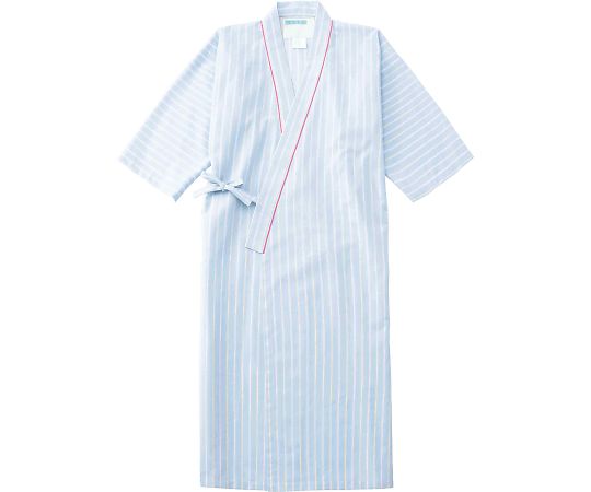 患者衣ガウン（男女兼用）　ブルー×ピンク　S画像