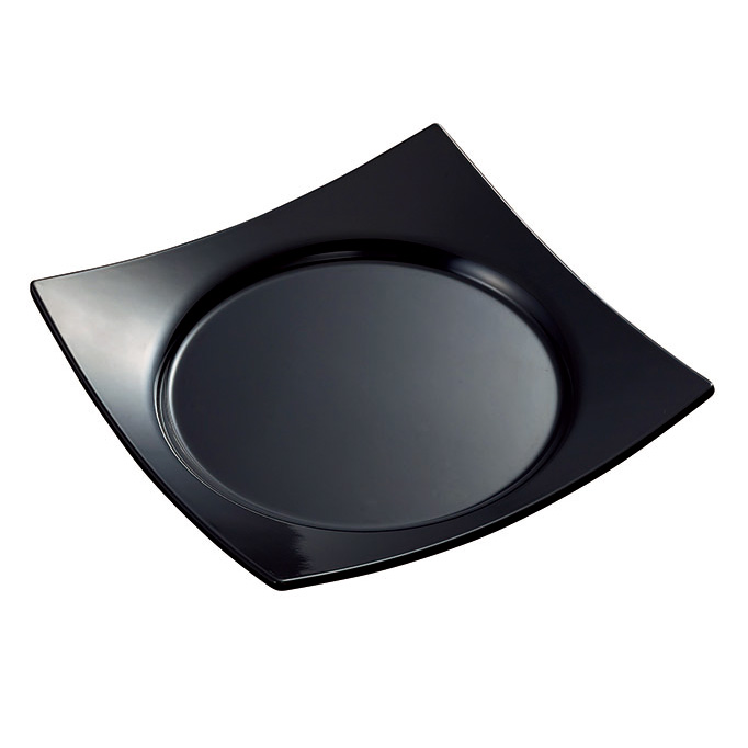 メラミン食器 ワープスクウェア皿 黒 SJ-73-BK 台和画像