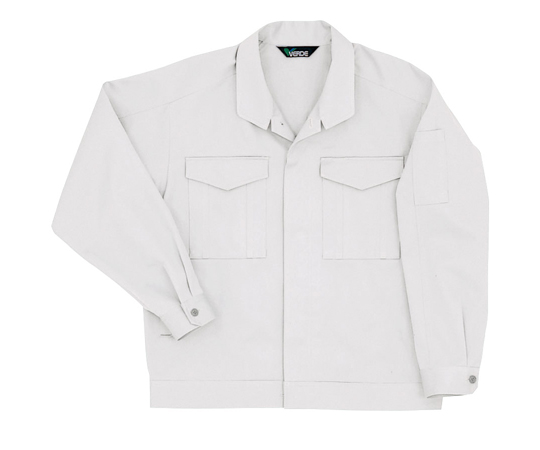 春夏作業服　綿長袖ジャンパー　（前ボタン式）　上　シルバーグレー　3L画像