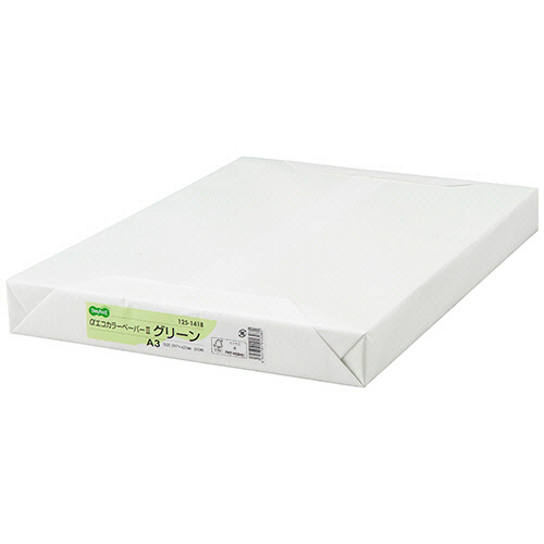 αｴｺｶﾗｰﾍﾟｰﾊﾟｰII A3 ｸﾞﾘｰﾝ 1ｾｯﾄ(1500枚:500枚x3冊)画像