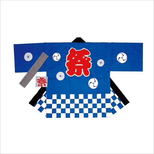 イベントグッズ 40-3107 祭袢天 市松青 大人 Lサイズ ササガワ画像