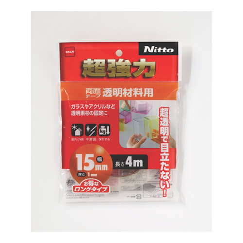 ニトムズ 超強力両面テープ透明材料用 15mm×2m T4612画像