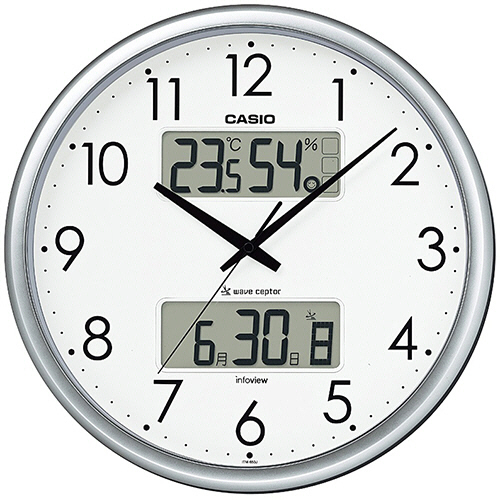 生活環境お知らせ電波掛時計 温湿度計付 ｼﾙﾊﾞｰ 1台画像