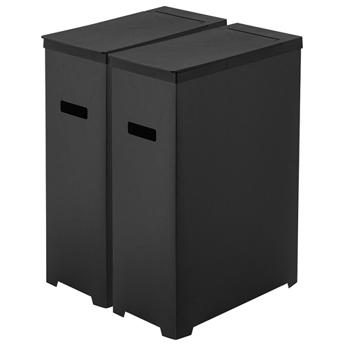 ｽﾘﾑ蓋付きｺﾞﾐ箱 ﾀﾜｰ ﾌﾞﾗｯｸ 1ﾊﾟｯｸ(2個)画像