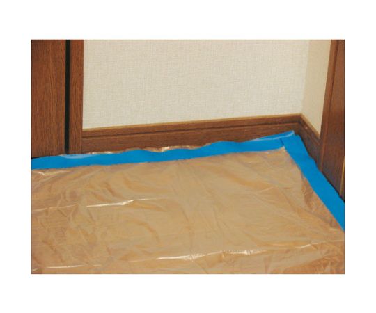 床養生用PEクロス 透明で光沢のあるロール状の素材がしっかりと巻かれている様子