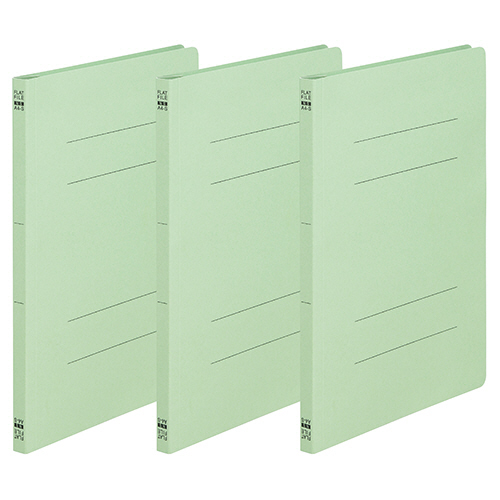 ﾌﾗｯﾄﾌｧｲﾙ(ﾉﾝｽﾃｰﾌﾟﾙ) A4ﾀﾃ 150枚収容 背幅18mm 緑 1ﾊﾟｯｸ(3冊)画像