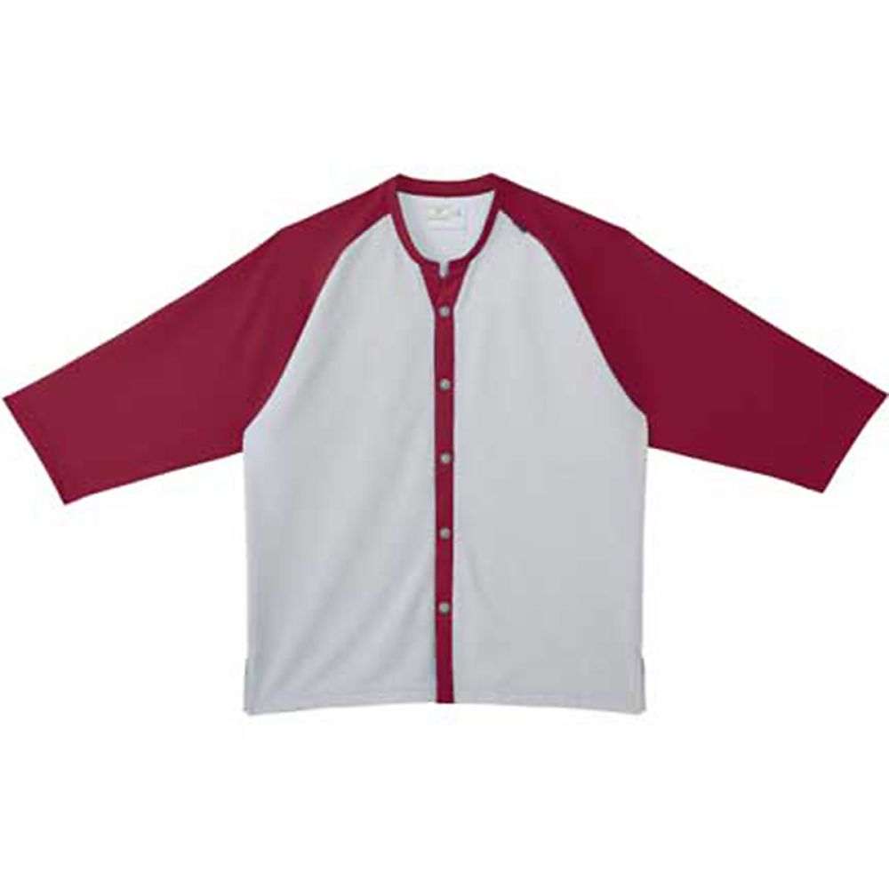 前開きシャツ ストロベリーレッド×シルバーモク L（身丈71cm）