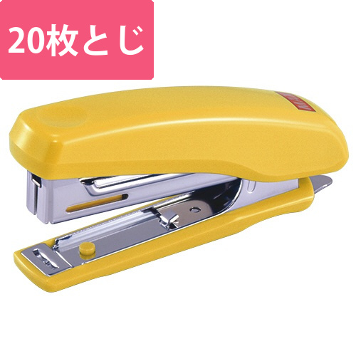 高機能コンパクトホッチキス　20枚とじ　イエロー　1個画像