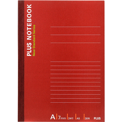 ﾉｰﾄﾌﾞｯｸ A5 A罫7mm 24行 30枚 ﾚｯﾄﾞ 1ｾｯﾄ(20冊)画像