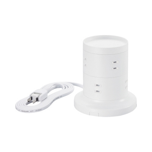 タワー型　電源タップ　コンセント　ホワイト　８口画像