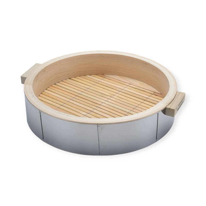 調理用品 桧 ステン巻 中華セイロ 身 51xH12cm 取手付 補強P3本付画像
