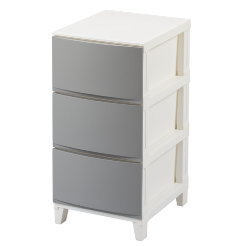 チェスト 3段 幅34×奥行42×高さ68cm ルームスシェード サンドグレー画像