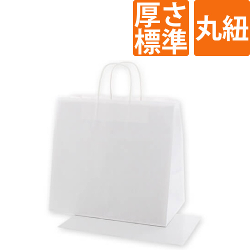 手提げ紙袋（白（底板あり）・丸紐・幅340×マチ220×高さ320mm）画像