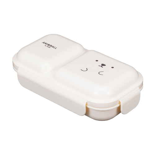 弁当箱　400ml　アニボール　盛り付け簡単お弁当箱　シロクマ 白いベースに可愛らしいシロクマのイラストが描かれたお弁当箱の横向きの様子