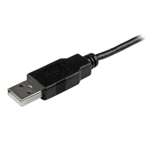 USB2.0-マイクロUSBケーブル　1m　USB-A(オス)-USB　Micro-B(オス)　ブラック　1本 表面に艶やかな質感のあるケーブルが見える状態