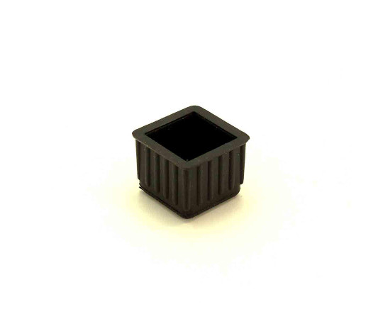 イスキャップ　角脚用　黒　対象脚サイズ24mm 黒の角脚用キャップが並べられた様子、上からの視点で表面の質感が確認できる状態。